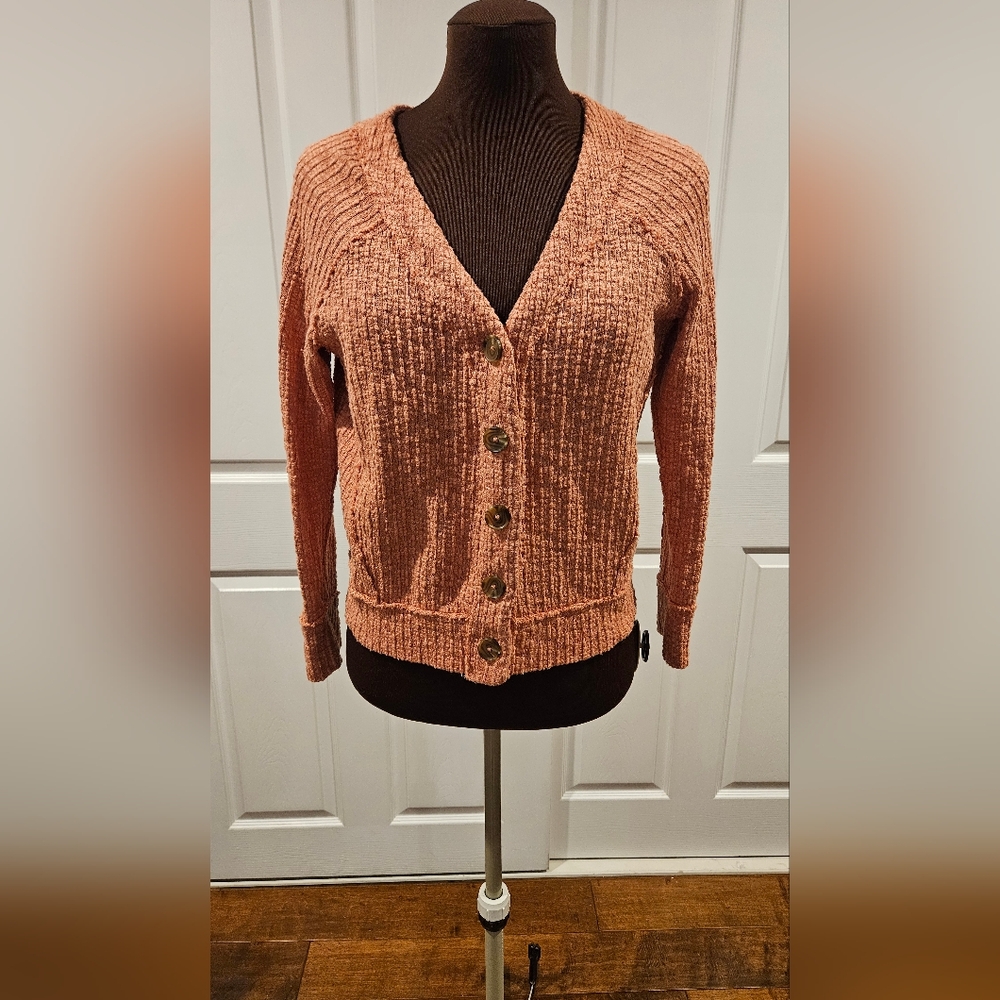 Women's Apricot Cardigan Textured Sweater